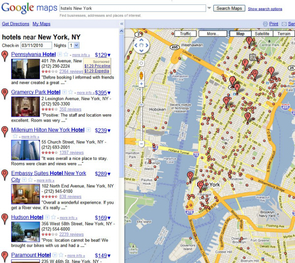 Google Experiments with Hotel Pricing Integration in Google Maps