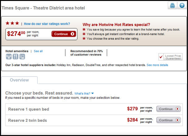 Hotwire give travelers more options and allows hotels to upsell