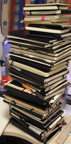 Leaning tower of moleskine