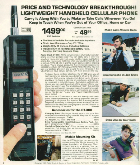 Old Radio Shack CT-300 Mobile Phone circa 1988